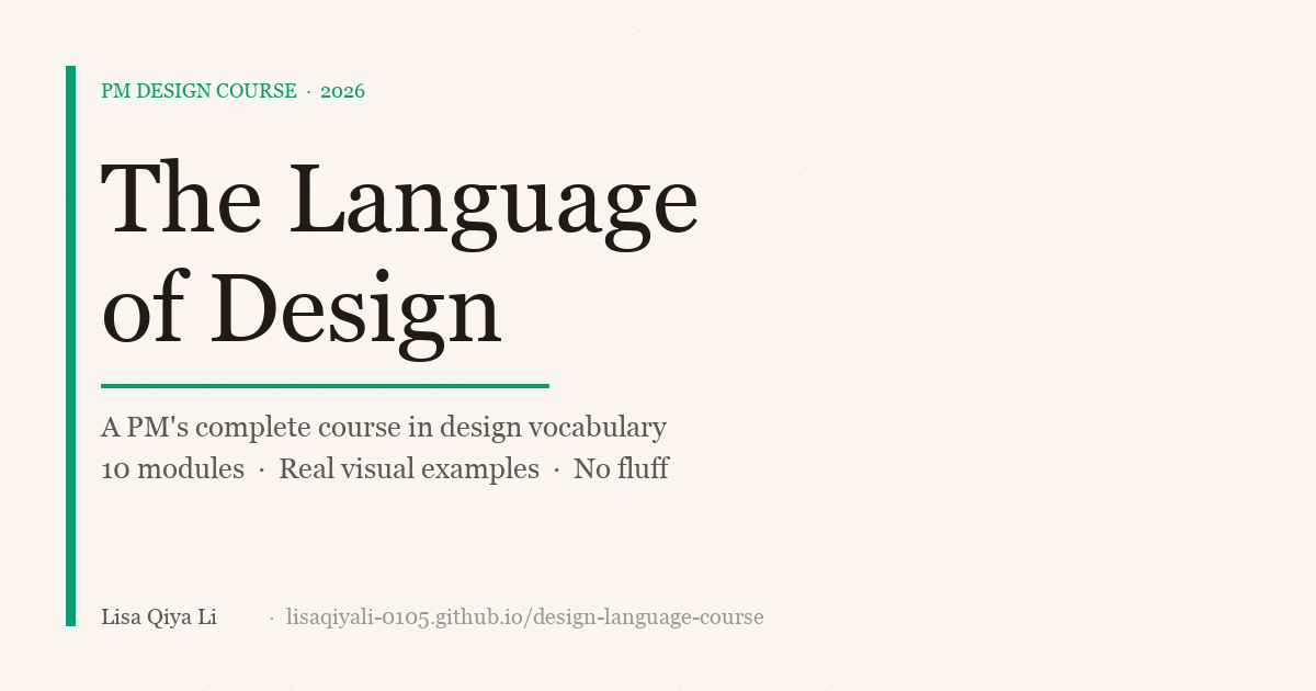 The Language of Design — A PM's Course